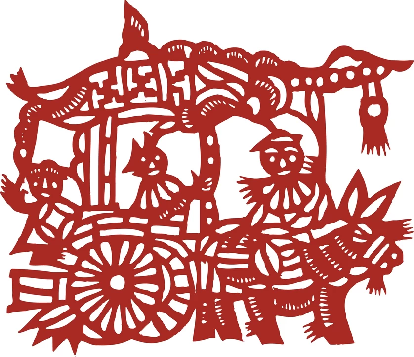 中国风中式传统喜庆民俗人物动物窗花剪纸插画边框AI矢量PNG素材【2191】